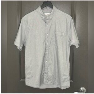 ✨✨ TOPMAN Light Grey Oxford Short Sleeve Button-Down Shirt | Classic Style | L |